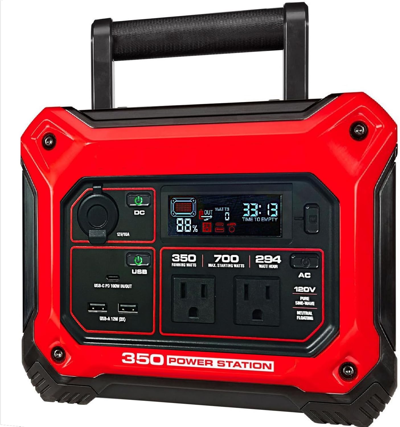 NEW! FITS PREDATOR 350 Power Station, 350 Running Watt, 294 Wh Capacity - 700 starting Watts, Pure Sine Wave, Powers 6 Devices at Once, Charge by Solar, Car, AC, USB-C; BC, FCC, TUV, UN38.3 Certified
