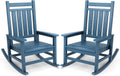 SERWALL Oversized Outdoor Rocking Chair Set of 2, HDPE Rocker for Adults, Patio Rocking Chairs for Porch, Blue