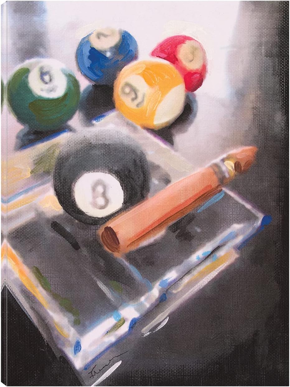 Fine Art Canvas Game Night II Canvas Wall Decor by Artist HeatherA. French-Roussia for Living Room, Bedroom, Bathroom, Kitchen, Office, Bar, Dining & Guest Room - Ready to Hang - 24 in x 32 in