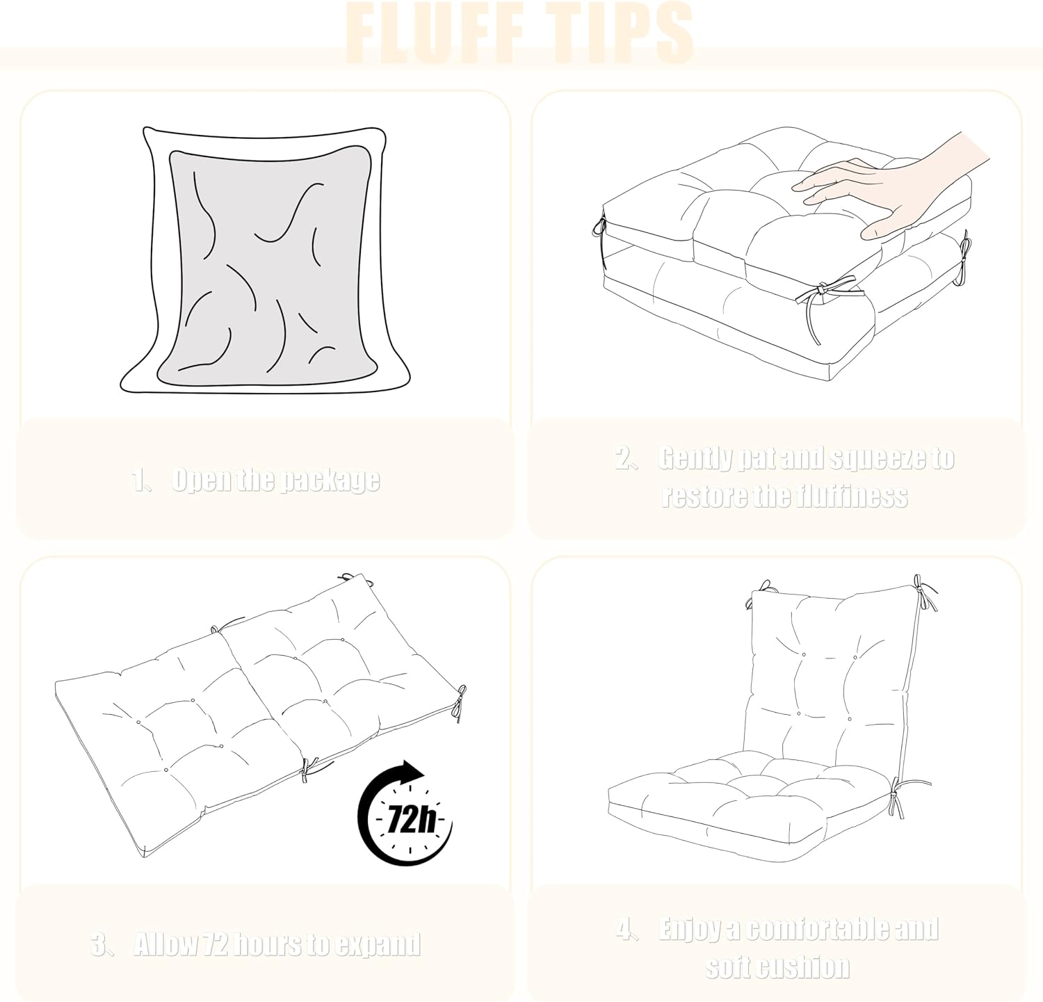 2sets Rocking Chair Cushion Set,Outdoor Patio Chair Cushions,Waterproof and Fade-Resistant Replacement Tufted Pads with Ties for Indoor Outdoor Rocker/Patio/Swing Chair,42 x 21 x 5 Inches