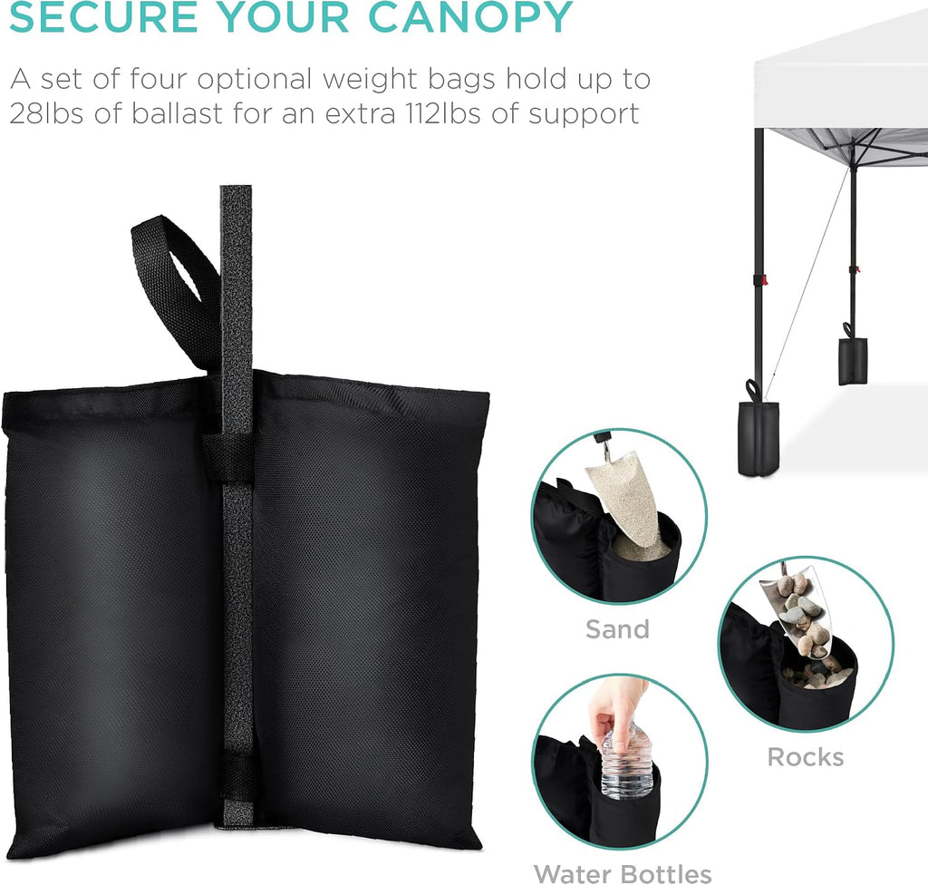 Best Choice Products 12x12ft Pop Up Canopy Tent, Outdoor Shade, 1 Person 1 Minute Set Up, Carry Case, 4 Weight Bags - White