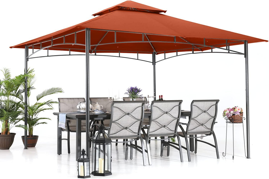 ABCCANOPY Gazebos for Patios 10x10 - Outdoor Steel Frame Gazebo for Lawn Backyard Garden Deck (Rust Red)