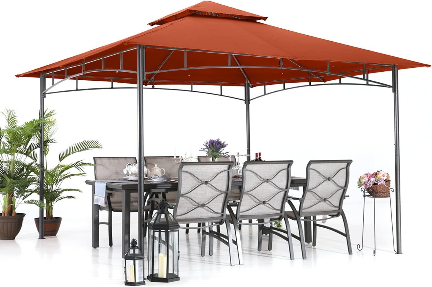 ABCCANOPY Gazebos for Patios 10x10 - Outdoor Steel Frame Gazebo for Lawn Backyard Garden Deck (Rust Red)