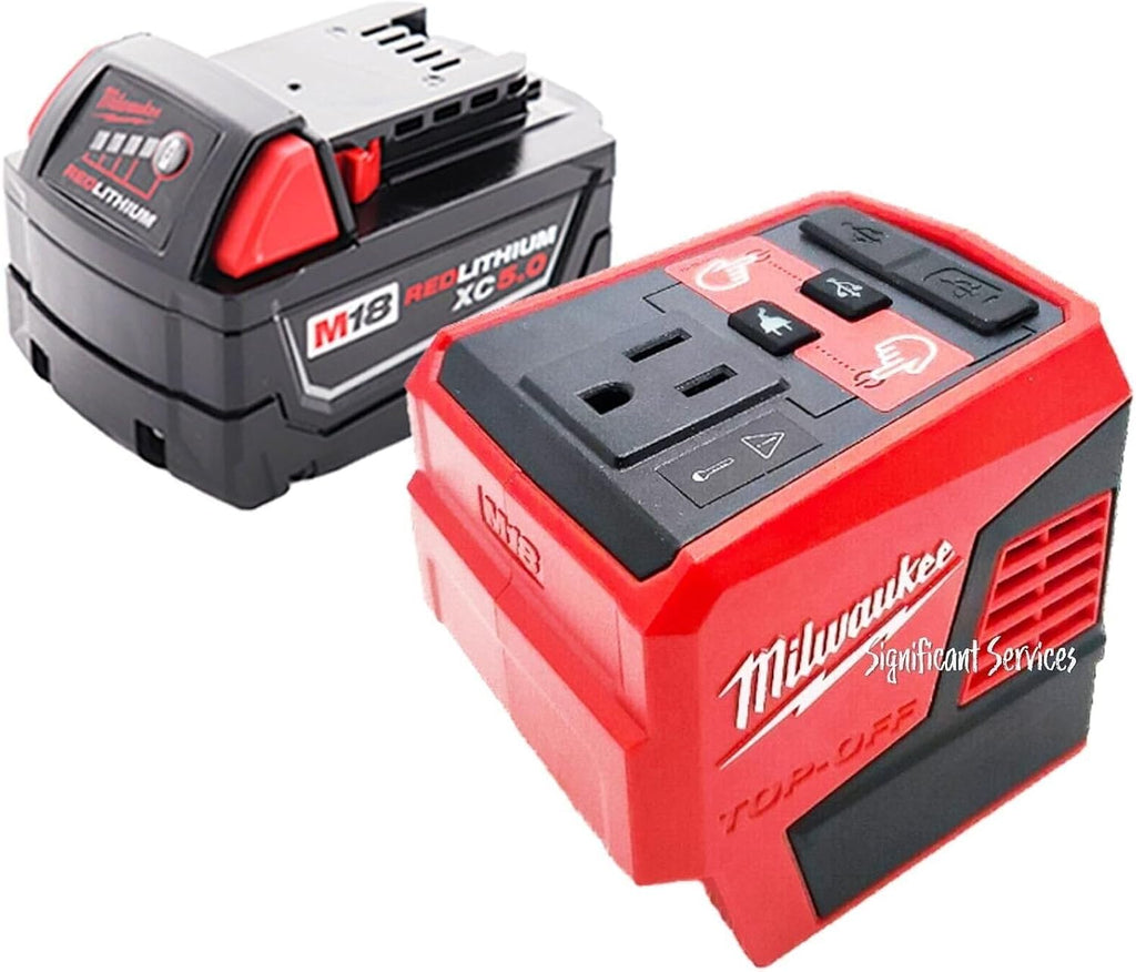 MilwaukeeTool 2846 50 M18 18 Volt 175 Watt Lithium Ion Powered Compact Inverter with 5.0 Ah Battery