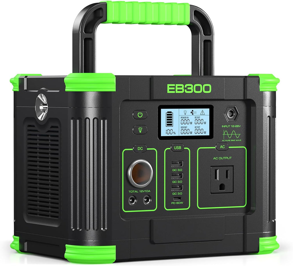 Portable Power Station 330W, 288.6Wh Solar Generator with 60W USB-C PD Output, 110V Pure Sine Wave AC Outlet, 5W Wireless Charging, 330W Backup Lithium Battery for Outdoor Camping Travel Hunting Home