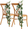 10pcs Wedding Aisle Decorations Chair Floral Swag Artificial Pew Flowers Hanging Garland White & Champagne for Ceremony Reception Church Rose Floral Faux Arrangement Party Outdoor Garden Decor