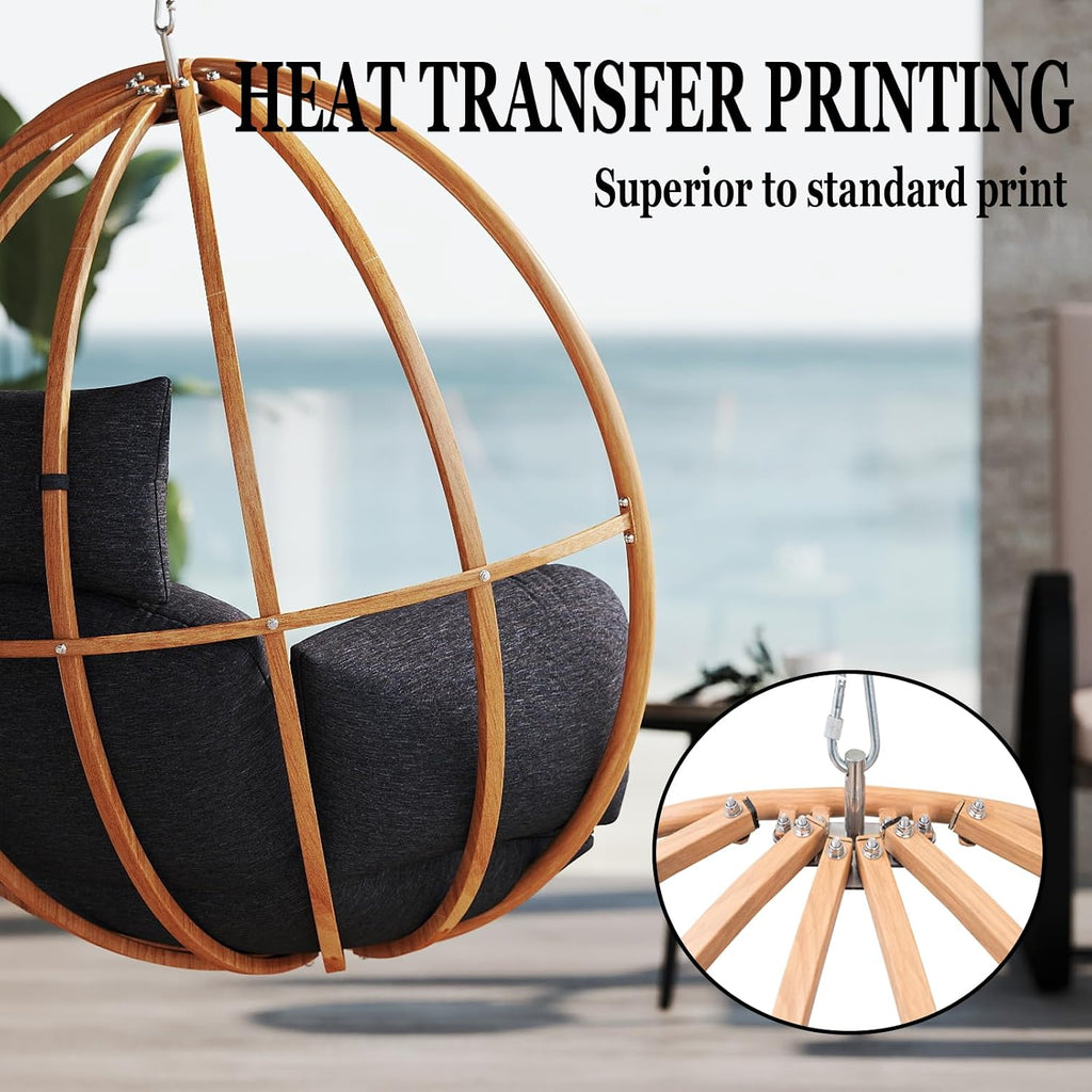 Hanging Egg Chair with Stand, Egg Swing Chair Outdoor for Balcony, Patio Hanging Egg Chairs with Cushions for Relaxation in Bedrooms, Gardens, Black