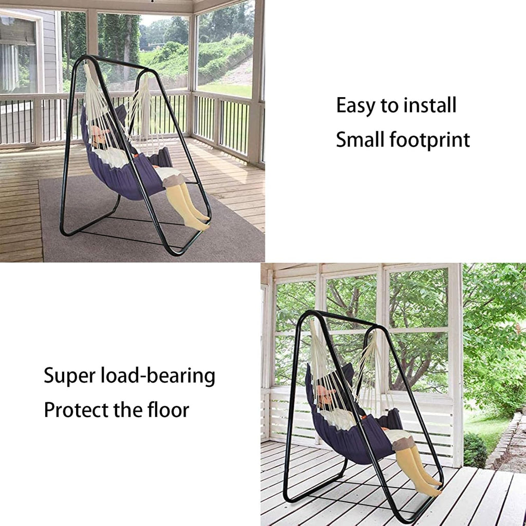 Swing Hammock Stand, A-Shaped Strong Load Bearing Hammock Stand, Anti-Deformed Hammock Chair Stand Swing Support Rack for Home or Outdoor (Black)