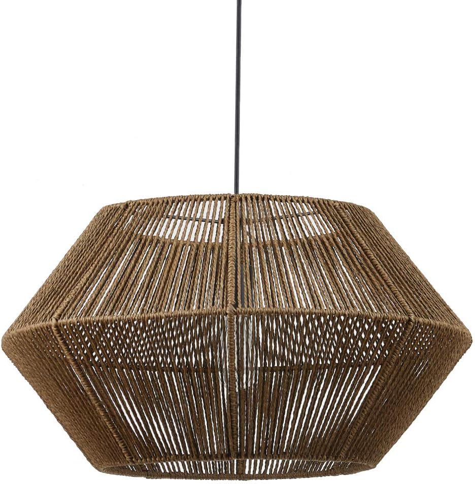 Globe Electric 60530 Malay 1-Light Pendant Light, Natural Twine Shade, Black Hanging Cord, 220 Lumen