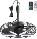 Coolbull Outdoor Ceiling Fans with Light for Patios, 20'' Gazebo Fan, Plug in Ceiling Fan, Waterproof, Remote&APP Control, Hanging with Hook, Black