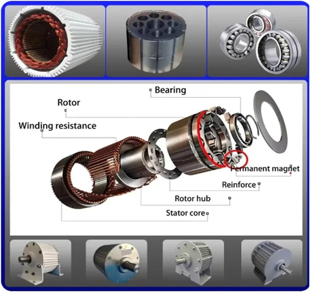 Low Speed 50KW 40KW Permanent Magnet Generator AC 3 Phase Wind Turbine 230V 380V Motors tor for Home Use for Home, Farm, RVs, Boats(120V_40KW)