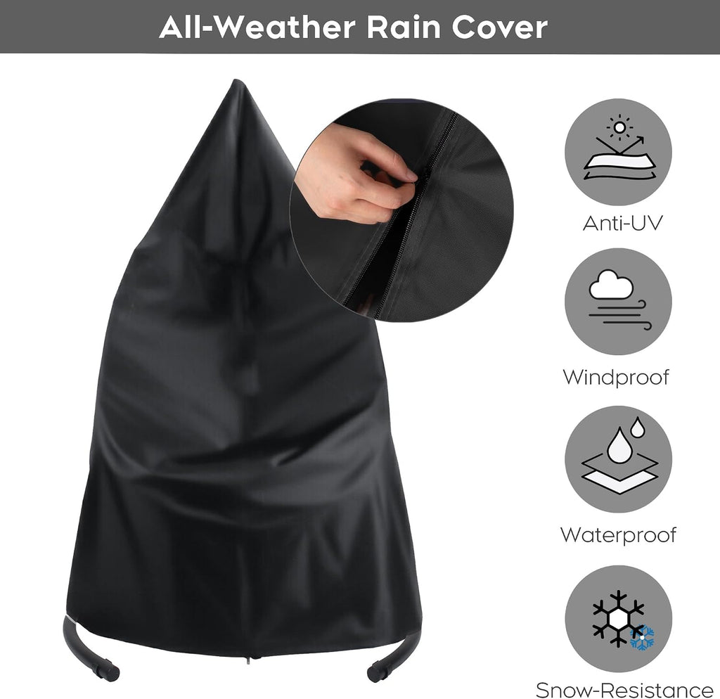 Hanging Egg Chair with Stand, Outdoor Swing Egg Chair with Rain Cover, 400 LBS Capacity All-Weather PE Wicker Swing Chair with Waterproof Cushions