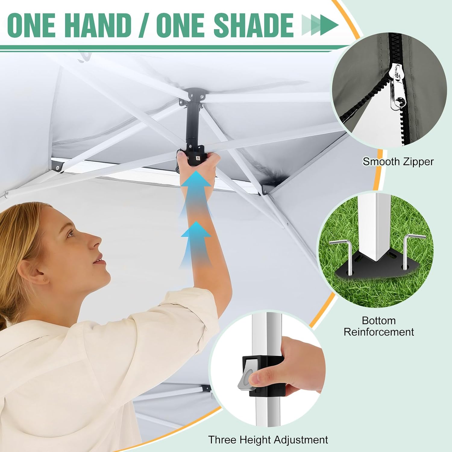 COBIZI 13x13 Pop Up Canopy Tent-Gazebos On Clearance Upgrade Metal Outdoor Canopy Waterproof - Portable Gazebo with Mosquito Nettings, 4 Ropes 8 Stakes and Carry Bag for Patio Garden(Gray)