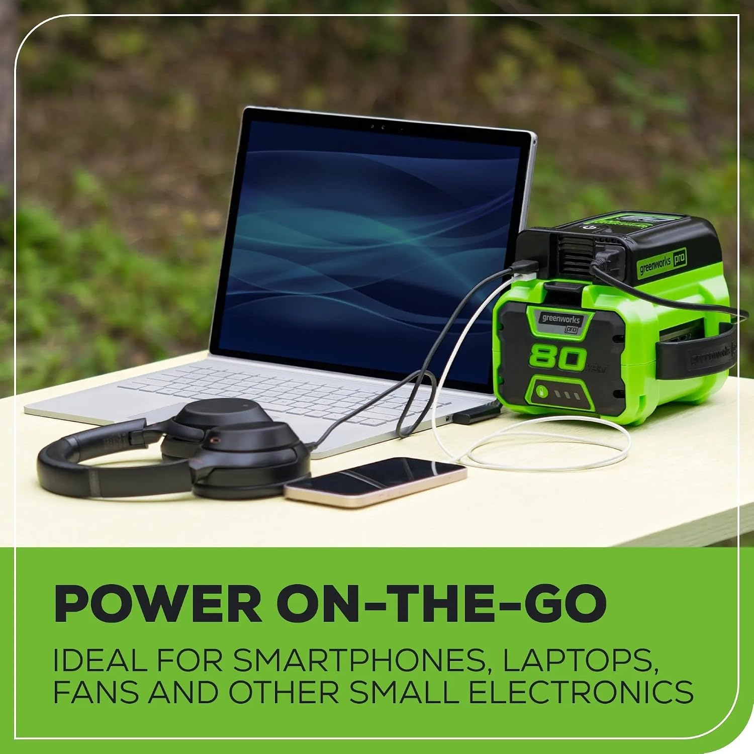 Greenworks Pro 80V (300 Watt) Power Inverter, 120V AC, for Charging Small Electronics, Smart Phones, Tablets, Small Televisions, Tool-Only, IV80A00