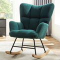 Nursery Rocking Chair, Boho Accent Ottoman, Teddy Upholstered Glider Rocker Accent Chair with High Backrest for Living Room, Small Spaces, Bedroom, Green