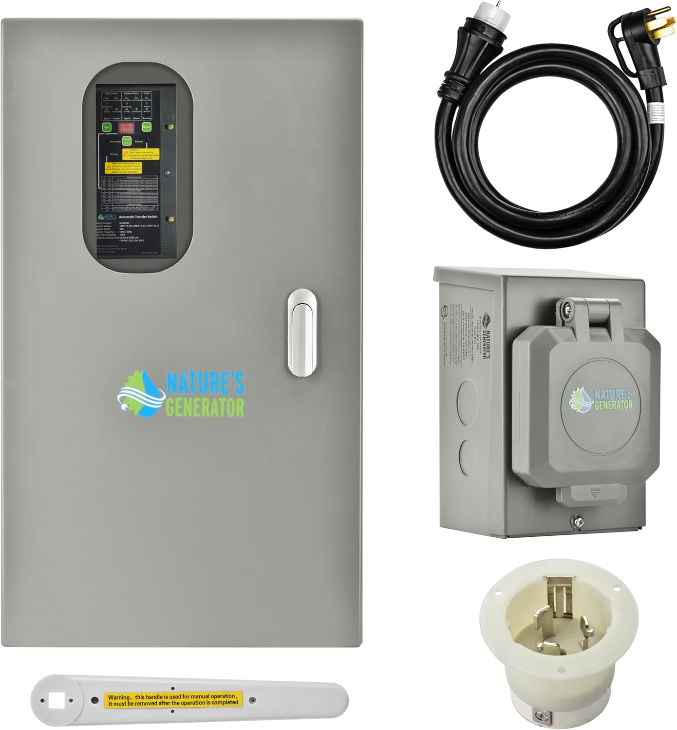 Natures Generator 2 Packs 3840Wh Solar Generator + 50A Automatic Transfer Switch, Lithium Batteries, 6000W Power Station for Home Backup, RVs, Emergencies, Power Outages, and Outdoor Camping