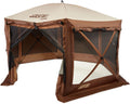 CLAM Quick Set Pavilion 12.5 x 12.5 Foot Portable Pop Up Outdoor Camping Gazebo Screen Tent Canopy Shelter and Carry Bag with Tarp Cover, Brown