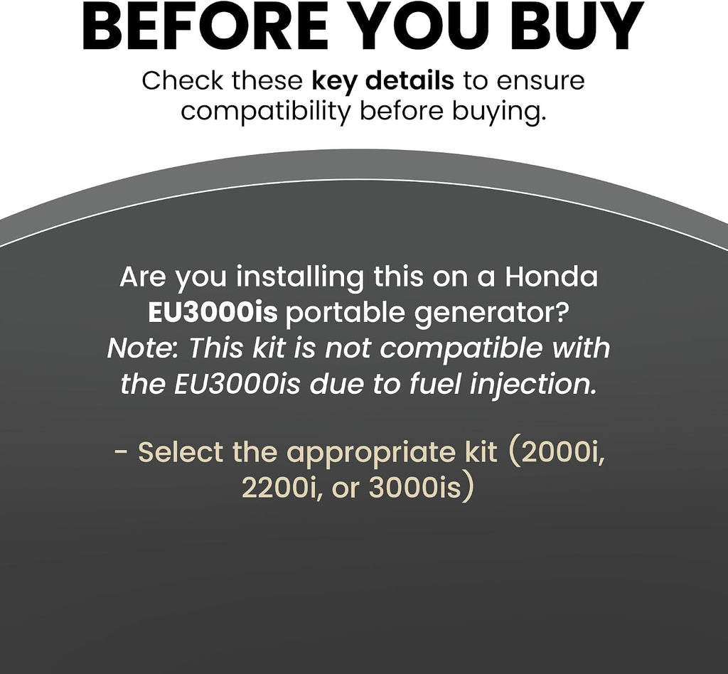 Hutch Mountain Generator Propane Conversion Kit Honda EU3000is- Dual-Fuel Conversion for Propane & Gasoline - Portable Generator Backup Kit for Home Emergencies, Camping, and RVs