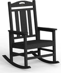 Ciokea Oversized Outdoor Rocking Chair, 380lbs Heavy-Duty Large Patio Rocker, Weather Resistant & Anti-Fade Porch Chair, High Back Cozy Rocking Chair for Outside, Fire Pit, Deck, Garden, Black