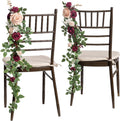 Ling's moment Fall 10pcs Wedding Chair Decorations Aisle Floral Swag Artificial Pew Flowers Hanging Garland Marsala & Blush for Ceremony Reception Church Rose Floral Arrangement Party Outdoor Decor