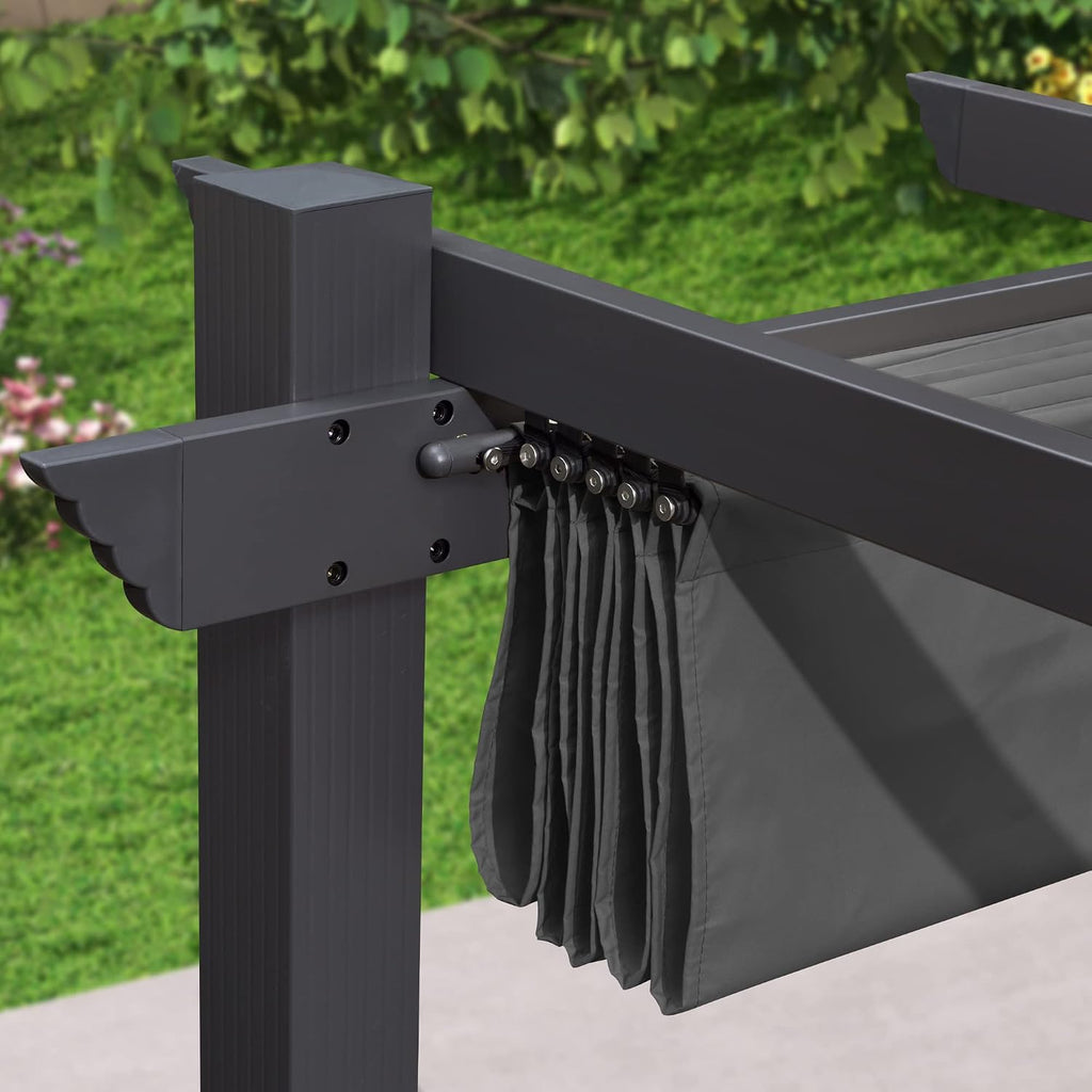 PURPLE LEAF Pergola Shade Cover for 10' X 12' Deck Porch Outside Outdoor Retractable Durable Fabric Canopy Replacement Top Only Gray