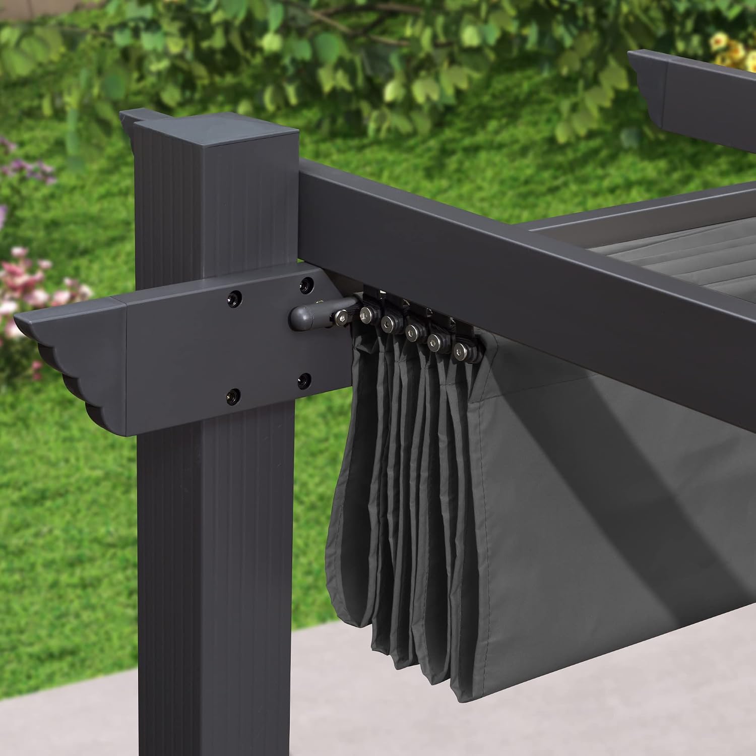 PURPLE LEAF Pergola Shade Cover for 10' X 12' Deck Porch Outside Outdoor Retractable Durable Fabric Canopy Replacement Top Only Gray