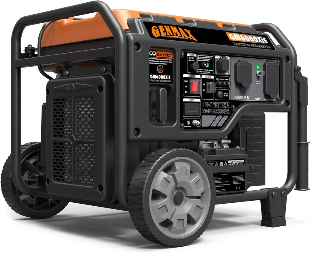 GENMAX Portable Inverter Generator, 6000W open frame Gas Powered High Speed Engine with Electric Start, Ultra Lightweight for Backup Home Use & Job Site，EPA Compliant (GM6000XiE)