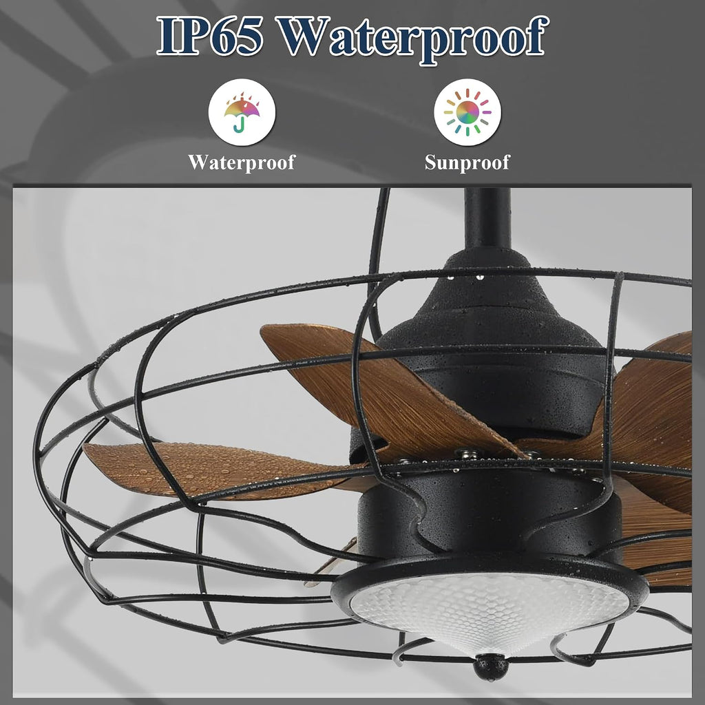 Gazebo Ceiling Fan with Lights, 20'' RGB Outdoor Waterproof Plug In IP65 Fan, Wet Rated with Dual Lighting System with Remote, 7-Color RGB & 3-Color Dimmable LED, Easy Hanging with Hook for Patio