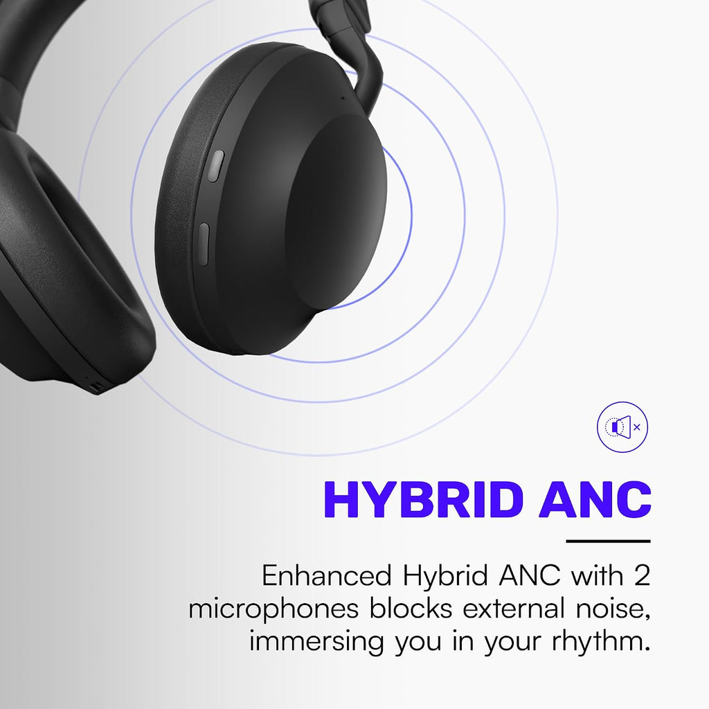 Raycon Pro Bluetooth Headphones - Premium Over The Ear Headphones, Hybrid Active Noise Cancelling Wireless Headphones + Awareness Mode, Bluetooth Headset with Mic, 60 Hours of Battery Life (White)