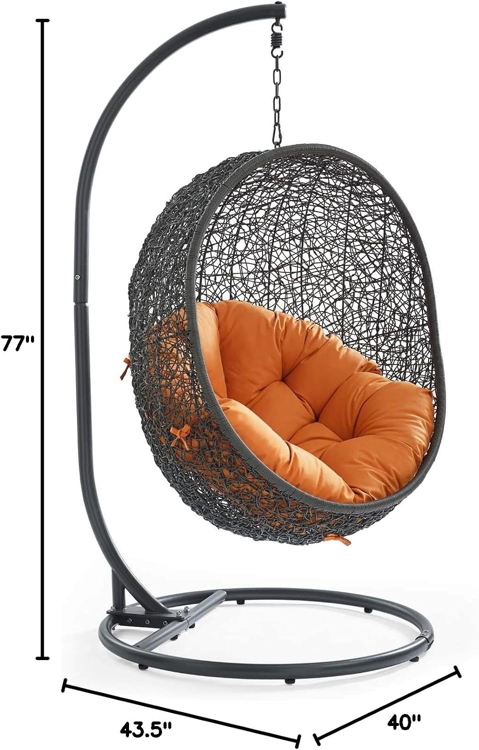 Modway Hide Outdoor Patio Swing Chair, Gray Orange