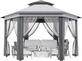 13x13 Ft 6-Sided Pop-Up Gazebo Canopy Tent with Removable Mesh Netting - Waterproof UV Protection Outdoor Instant Shelter for Patio, Backyard, Camping & Beach