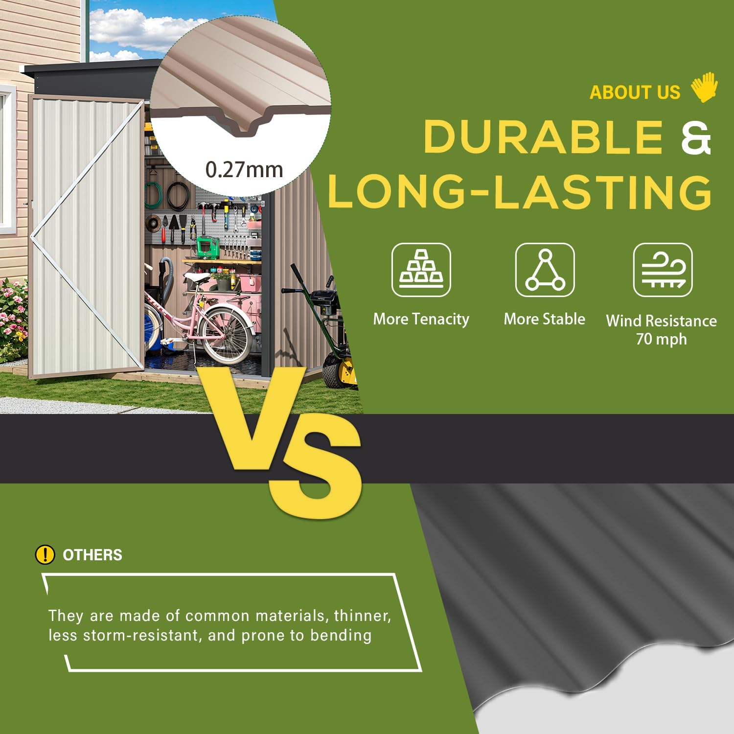 AECOJOY 5'x3' Outdoor Storage Shed with Floor Base, Small Metal Garden Sheds & Outdoor Storage Clearance with Waterproof Floor Included, 3x5 Tiny Utility and Tool Sheds for Backyard, Patio and Outside