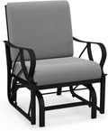Giantex Outdoor Glider, Patio Rocking Chair with Thick Cushion, Sturdy Metal Frame, Curved Armrest, Ergonomic Design, Single-Person Glider Chair for Garden, Yard, Porch Rocker, Grey