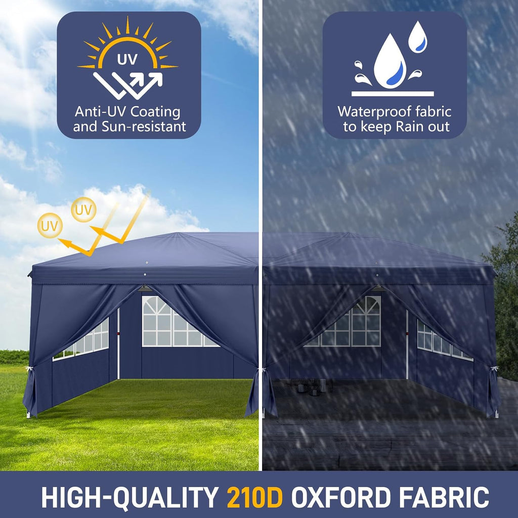 10x20 Pop Up Canopy Tent Outdoor Instant Gazebo Portable Shelter with Carry Bag for Commercial Activity Party Wedding Events Birthday BBQ