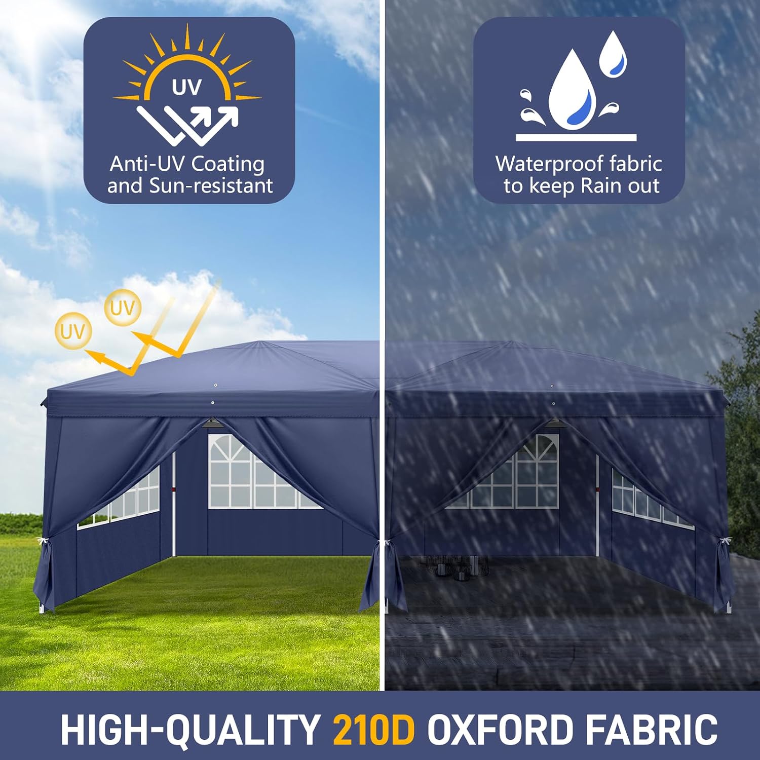 10x20 Pop Up Canopy Tent Outdoor Instant Gazebo Portable Shelter with Carry Bag for Commercial Activity Party Wedding Events Birthday BBQ
