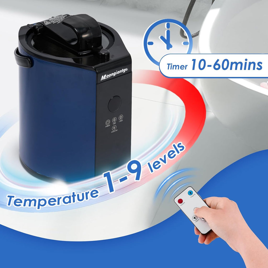 Moongiantgo Portable Sauna Steamer, 3L Locking Steamer Machine with Remote Control, 1300W Stainless Steel Pot for Home Spa Fumigation Mini Steam Generator, 6 Timer, 9 Temperature Levels, 110V
