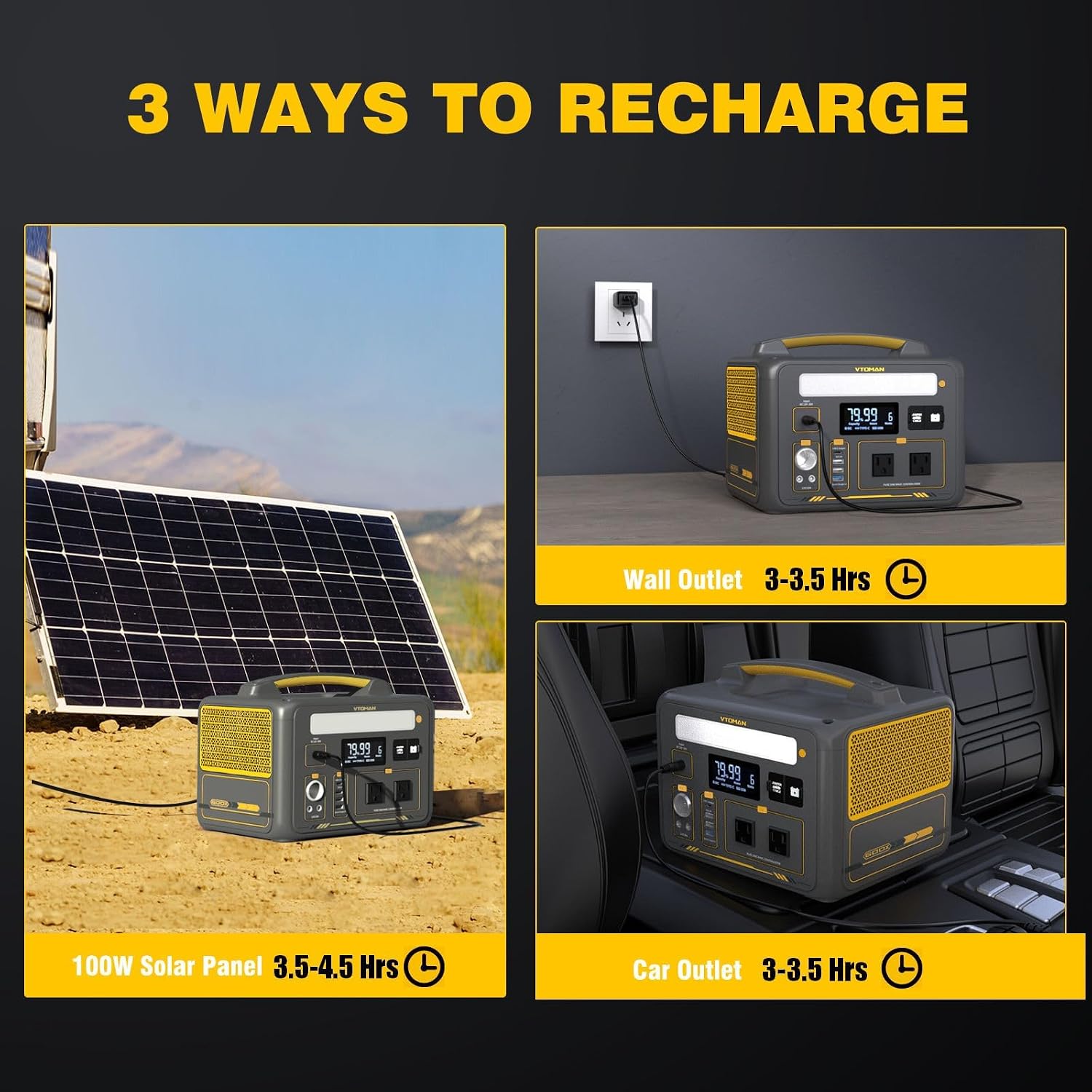 VTOMAN 939Wh Portable Power Station Bundle with Extra Battery & 200W Solar Panel Included - Up to 1200W Solar Power Generator for Home Backup, Off-grid, Road Trip, RV, Camping, Fishing, Emergencies