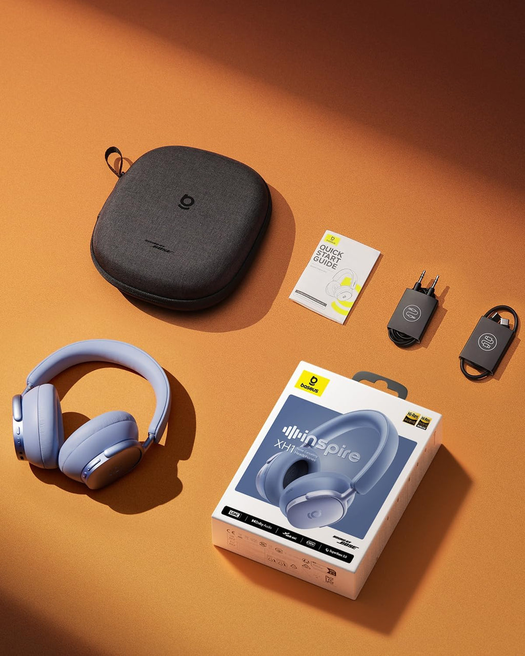 Baseus Inspire XH1 Adaptive Active Noise Cancelling Headphones, Sound by Bose, Dolby Audio, Premium Real-Time Adaptive ANC, Adaptive Tuning Rich Sound, Hi-Res Audio, 100H Playtime -Twilight Blue