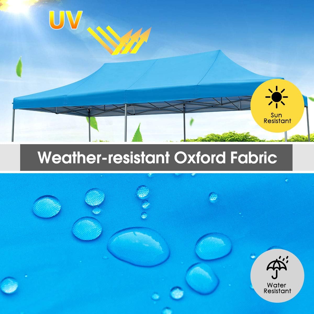Tangkula 10' X20' Carport Tent Pop Up, Commercial Instant Canopy with Tent Peg, Waterproof Wedding Canopy with Wind Rope, Outdoor Shelter Pavilion for Parties Camping, Gazebo with Carry Bag