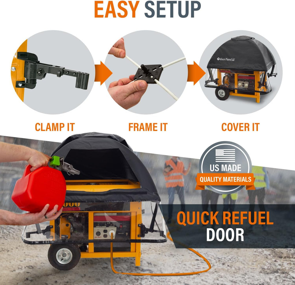 GenTent XL Open Frame Running Cover - Universal Adapter Kit Generator for Larger Generators Tent (Onyx, XL - Standard)