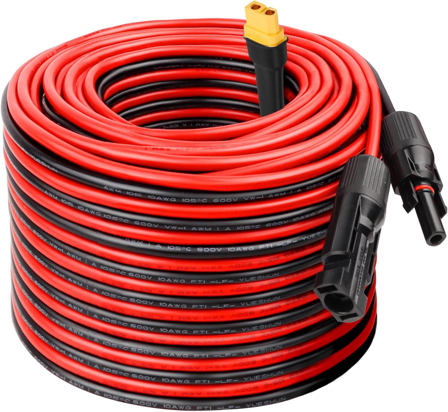 MOOKEERF Solar to XT60 Extension Cable 10AWG 100FT Solar Connector to XT60 Adapter Cable for Solar Panel to Portable Power Station Solar Generator Battery Pack