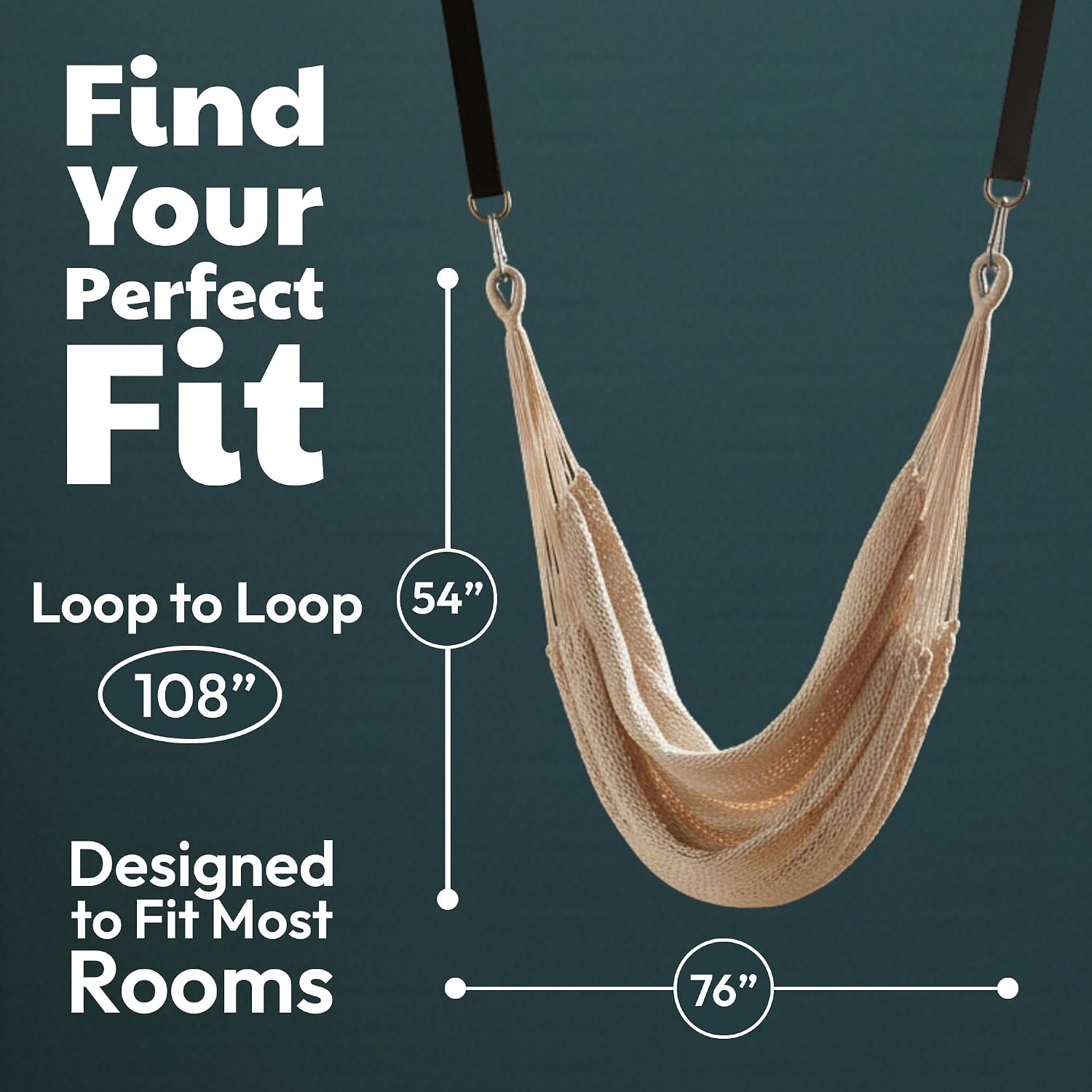 Abby & Noah Natural Handwoven Cotton Sensory Swing for Kids & Adults | Autism ADHD Therapy Swing with Hug-Like Calming Effect | Indoor Hanging Sensory Hammock | Holds Up to 300 lbs (Large-108 x75)