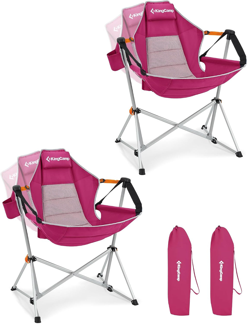 KingCamp Hammock Camping Chair, Swinging Portable Camp Chairs for Adults, 400lbs Heavy Duty Oversized Folding Rocking Chair with Adjustable Recline, Aluminum Alloy Frame for Outdoor Patio Beach Sport