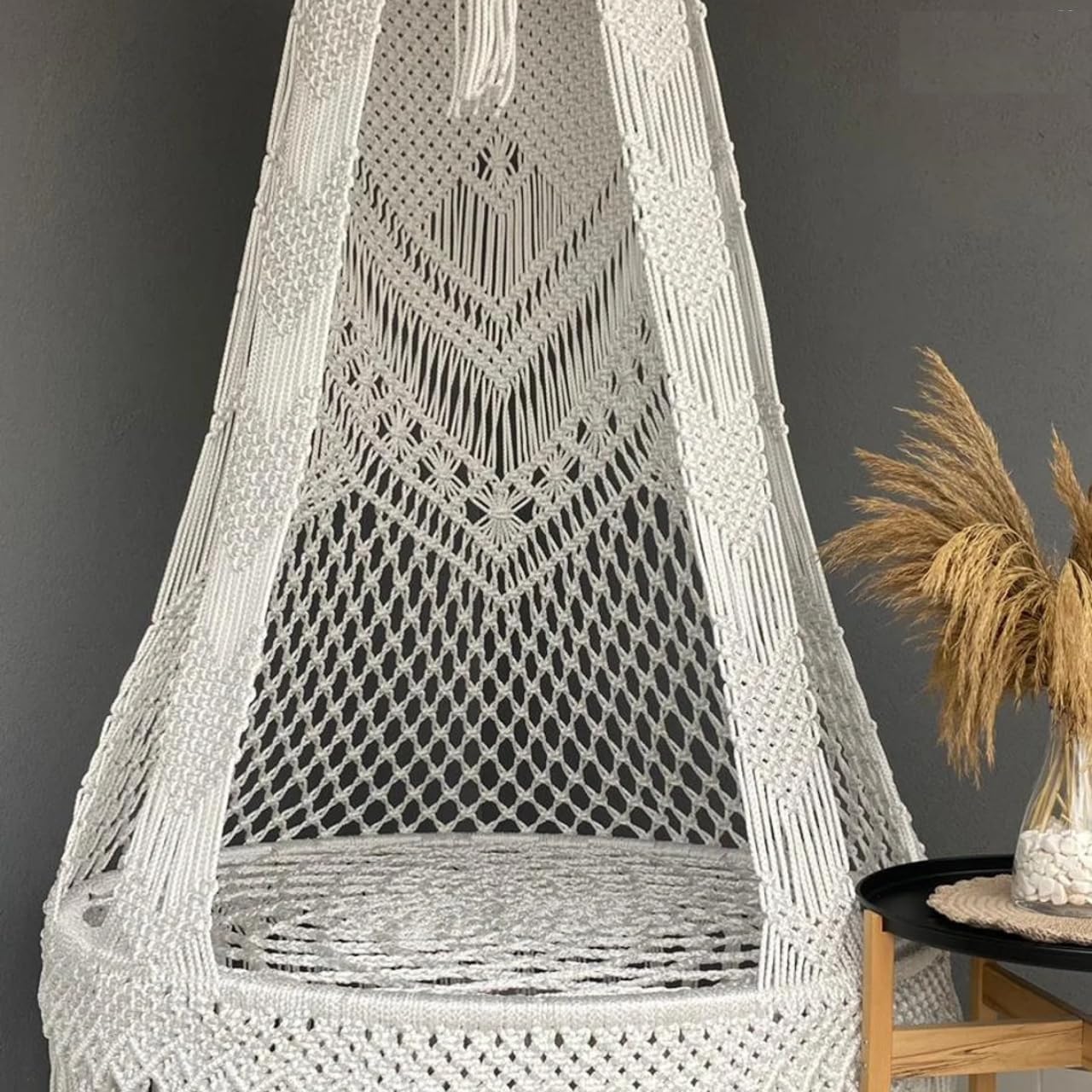Premium Cotton Macrame Swing Hammock Chair for Adults & Kids – Indoor & Outdoor Hanging Jhula for Patio, Balcony, Deck, Living Room – Boho Style, Large Size, 353Lbs Capacity