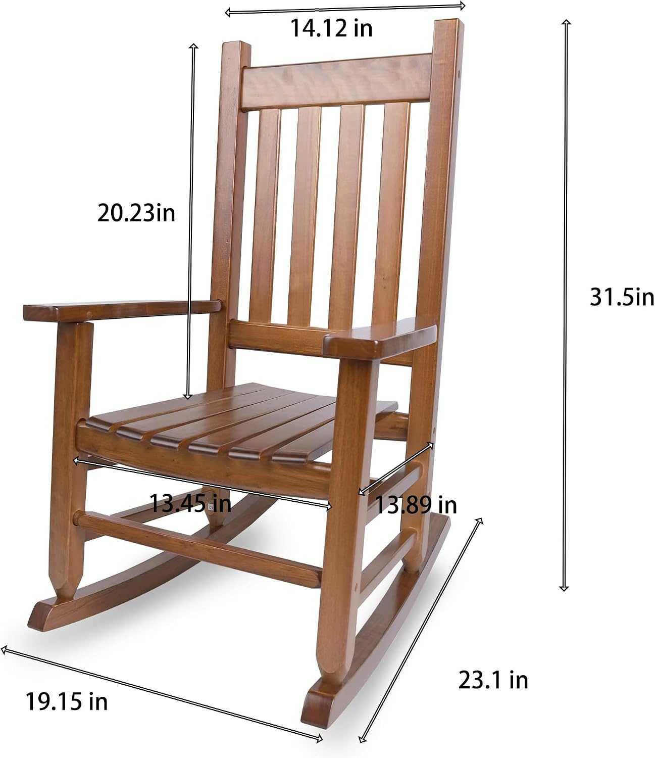 Kids Rocking Chair Set of 2 for Toddler & Children Comfy Recliner Wooden Rocker for Baby Girls Outdoor Lounge Child for Age 6-10 Indoor Anti-Tip Design Safe & Sturdy Brown