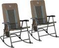 TIMBER RIDGE Outdoor Folding Rocking Chair, 29' Padded High Back Neck & Back Support, Hard Armrests for Easy Stand Up, Stable Steel Frame Supports 300 lb, Quick Fold for Patio, Lawn & RV Camping,Brown