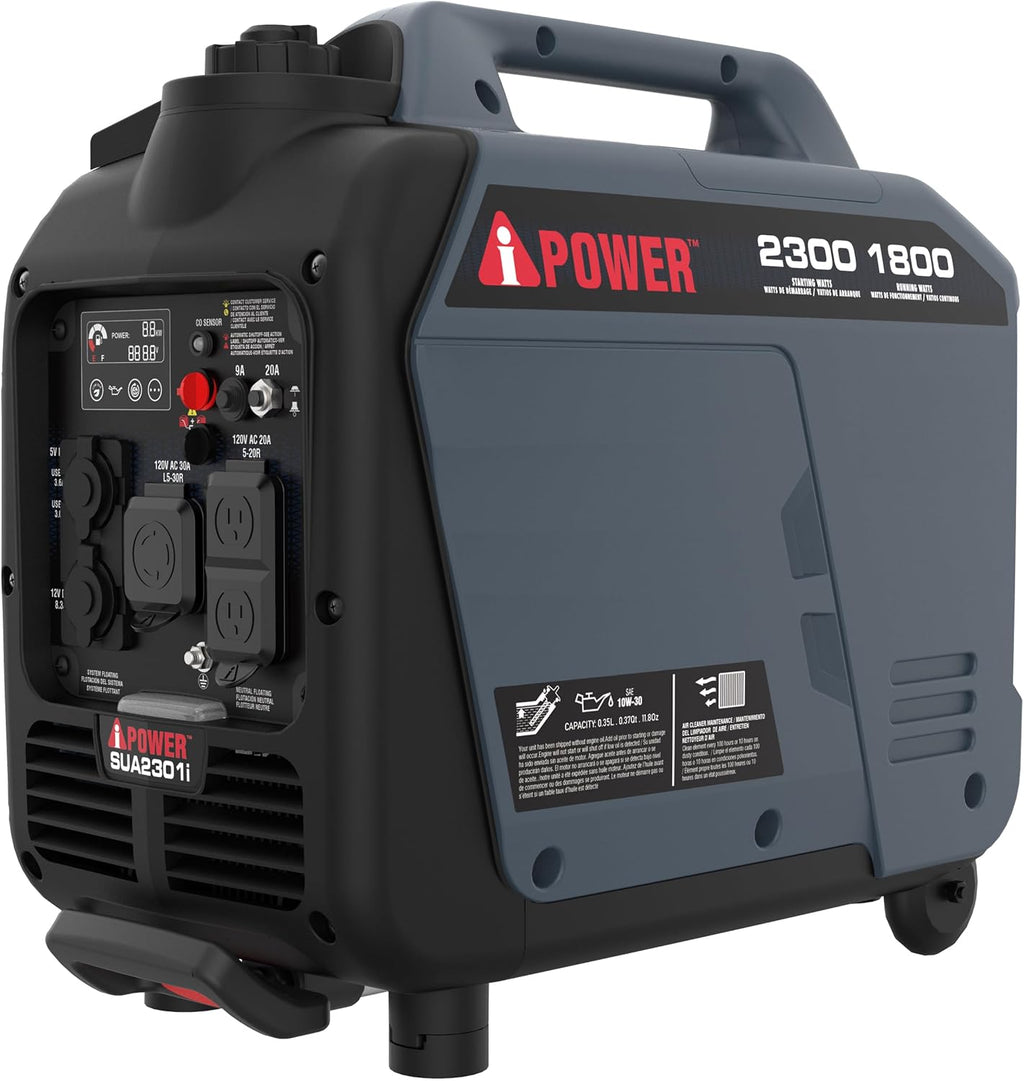 A-iPower Portable Inverter Generator, 2300W RV Ready, EPA & CARB Compliant CO Sensor, Portable Ultra-Light Weight For Backup Home Use, Tailgating & Camping (SUA2301i)