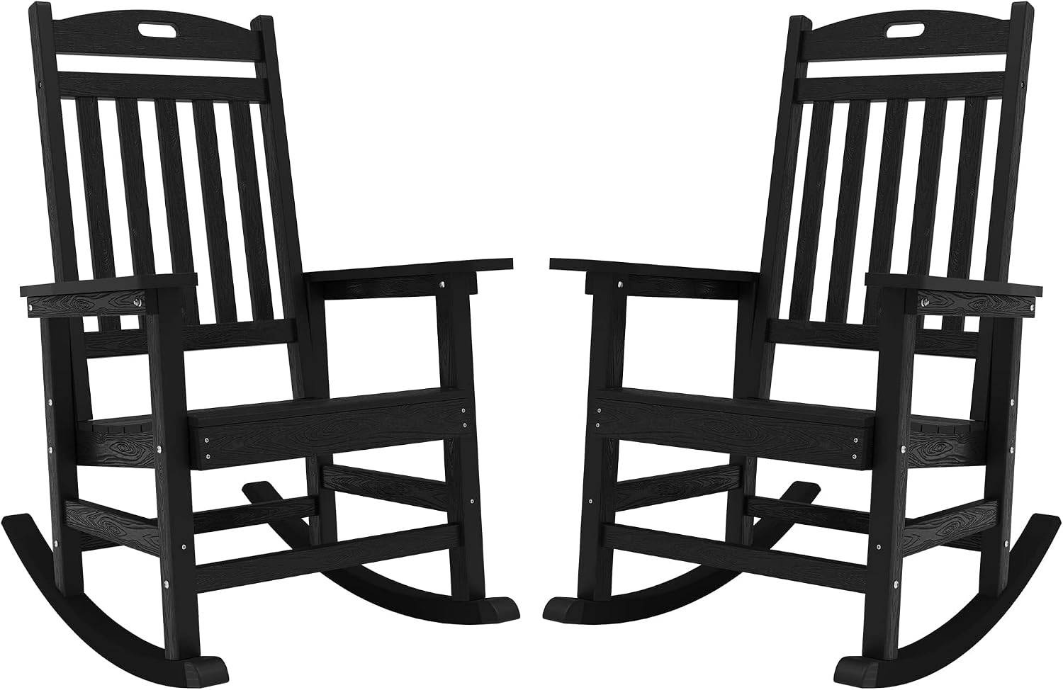 YEFU Outdoor Rocking Chairs Set of 2: Porch Rocking Chairs-Outdoor Patio Rockings Chair-Oversized Rocker Chair-All Weather Poly Rocker Lawn Chair for Adult-Seat Area 22'x21'-Backrest Height 31'-Black
