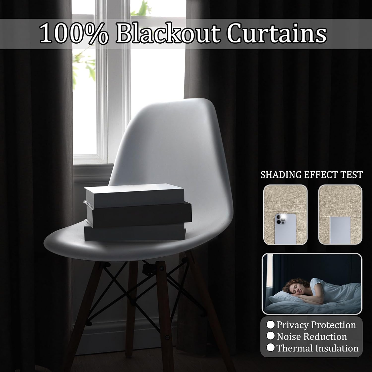 Fcosie 100% Light Blocking Chenille Drapes 96 inches Length, Nickel Grommet Top Curtains for Patio Door Apartment Window Gazebo Outdoor, Total Blackout Draperies, Beige 84' W by 96' L (2 Panels)