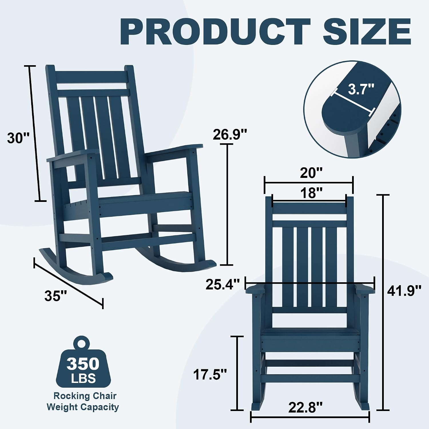 GarveeLife HDPE All Weather Resistant Rocking Chairs, Weather Resistant Poly Plastic Rocker Oversized, High Back Porch Rocker Chair, Patio Rocking Chairs for Outside